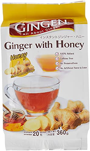 GINGEN Instant Ginger Tea with Honey, Herbal Drink, Natural Formula (20 Sachets)