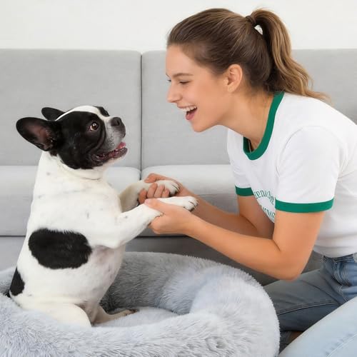 Image of Donut Dog Bed for Medium Dogs Calming Round Washable Medium Sized Dog Bed