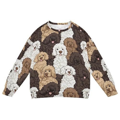 JUNZAN Poodle Vivid Cute Dogs Big Girls Sweatshirts Hoodies Crewneck Sweatshirt With Hoodie Camping 4T