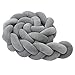 AAADRESSES Tour de Lit Tresse, Lit Lit Pare- Chocs, Oreillers Boule Noués, Coussin Latéral Noué Serpent de Lit Tressé À La Main, 3 Brins Tresses Torsadées,Bed Bumpers 3,1M