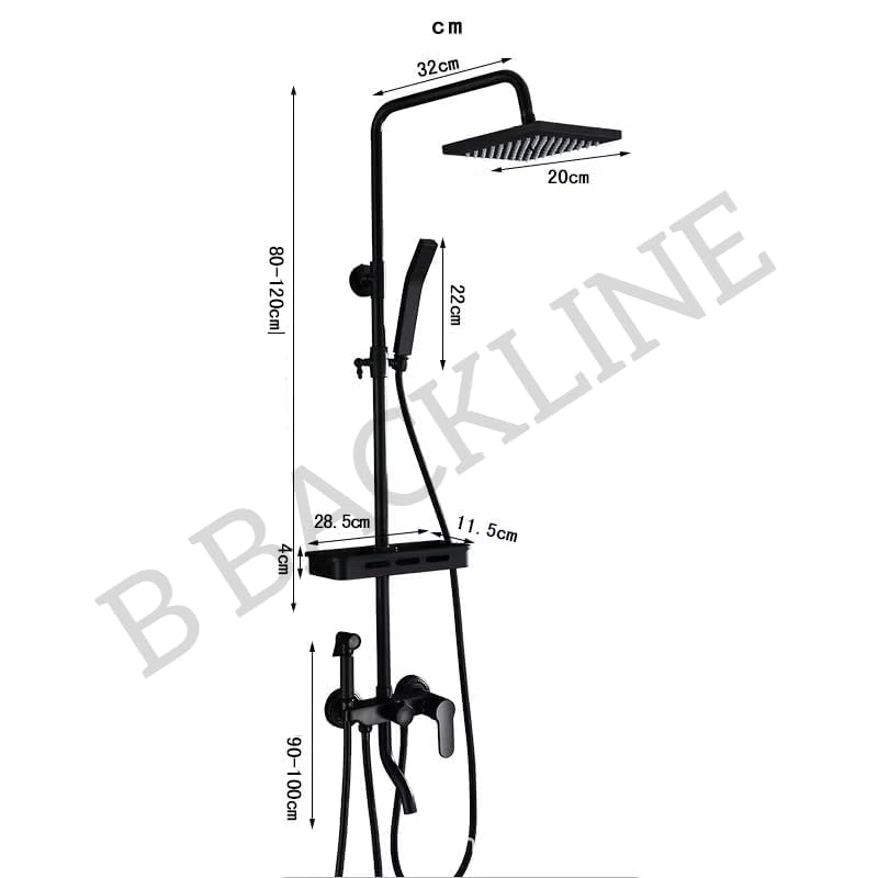 Image of Backline Shower Panels For Bathroom Full Set | Hot & Cold Shower System | Hand shower | overhead Rain Shower | Showers For Bathrooms (Black Matt)