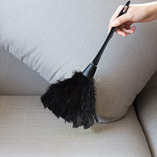 Image of Turkey Feather Dusters for Cleaning Home Blinds Kitchen car Office, Eco-Friendly Reusable (2 pcs Black)