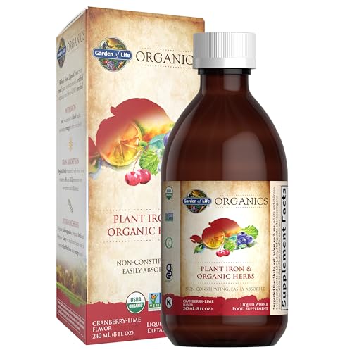 Garden of Life Organics Plant Iron & Organic Herbs - Organic Plant-Sourced Iron + Herbs (Cranberry-Lime Liquid) 8oz Liquid
