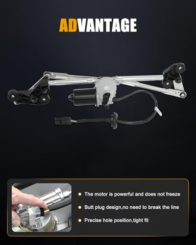 Image of ROADFAR Front Wiper Motor with Linkage Assy Replacement for 2001-2003 for Chrysler for Town & Country,2001-2003 for Dodge for Grand Caravan 5018657AA Wiper Motor 4 Pins