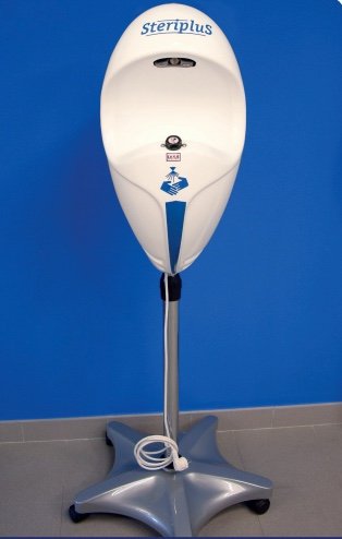 Steriplus Händedesinfektionsspender aut. elektronisch 1,5L nachfüllbar mobil mit Ständer, Farbe:Gelb