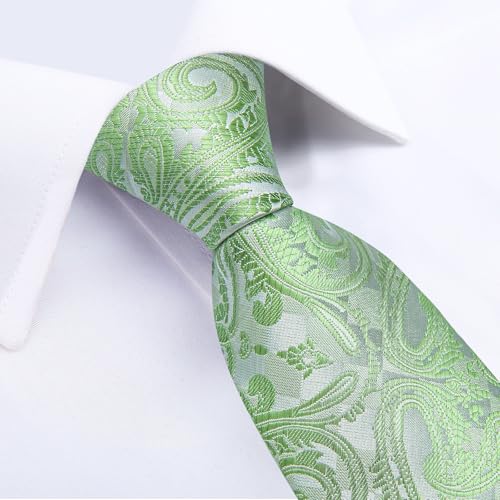Image of DiBanGu Mens Paisley Tie Set Silk Woven Jacquard Necktie and Pocket Square Cufflinks Gift Set for Wedding Bussiness