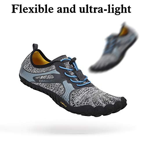 Mens Barefoot Gym Walking Trail Running Shoes Beach Hiking Wide Toe Box Water Shoes Aqua Sports Pool Surf Waterfall Climbing Quick Dry Grey - Thumbnail 2
