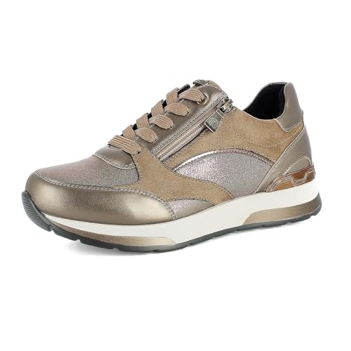 inblu Sneakers Donna con Inserti Lucidi, Scarpe da Ginnastica con Lacci e Cerniera, Tomaia in Ecopelle, Plantare Imbottito, Bronzo, 38 EU