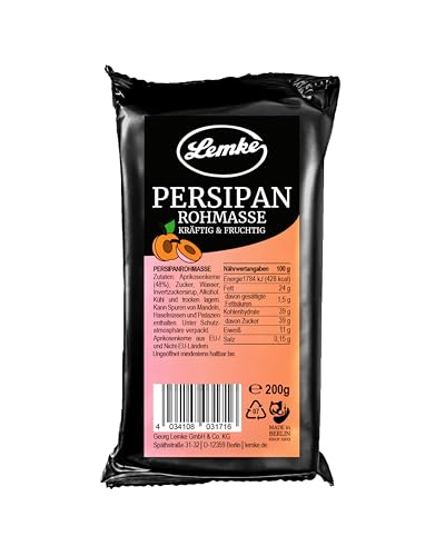 Lemke Berliner Persipanrohmasse -200g– Aus 48 % Aprikosenkernen – Intensiver Geschmack – Vegan – Ideal zum Backen, Füllen & Naschen