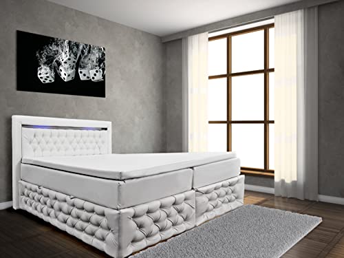 Generisch Boxspringbett London 180 x 200 Chesterfield Bettkasten LED...