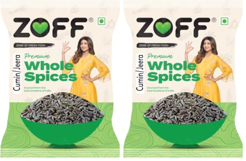 Image of Zoff Whole Cumin Seeds Jeera 100 gm - 100% Natural & Fresh - Hygienically Packed, Rich Aroma & Flavor - Nutrient-Rich Spice for Indian Cooking (Pack of 2)