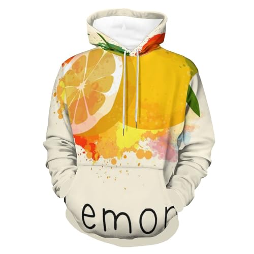 Hoody Sweatshirt Aquarelle Citron Pull Manche Longue Vêtement Unisexe Taille S