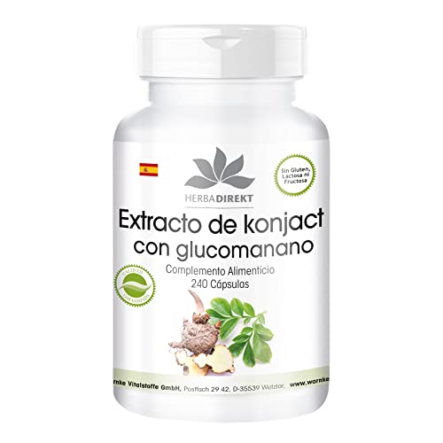 Glucomanano 500mg – de extracto de raíz de Konjac – 95% de Glucomanano – Vegano – 240 cápsulas | HERBADIREKT by Warnke Vitalstoffe - Calidad de farmacia alemana