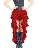 ThePirateDressing Steampunk Victorian Gothic para Mujer Disfraz Show Girl Falda (Rojo) - Rojo -