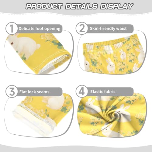 Animal Rabbit Yellow Flower Girls Leggings Soft Stretch Workout Yoga Dance Pants for Kids Casual Tights3