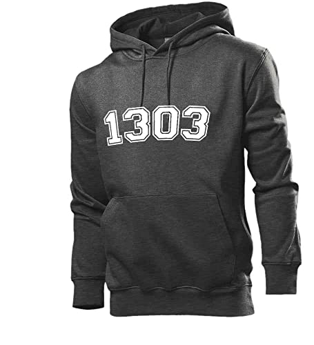 shirt84 1303 Sweat-shirt à capuche pour homme, Gris foncé chiné., XXL
