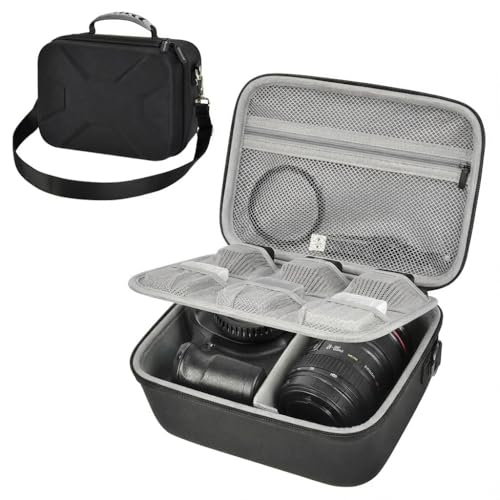 Comecase Hard Camera Case for Canon EOS Rebel T7 R50 R100 R10 R5 R6 R8 Mark II, DSLR Mirrorless Camera Bag with 6 Slots &Adjustable Divider for Lens and Accessories, Travel Storage, Jet Black