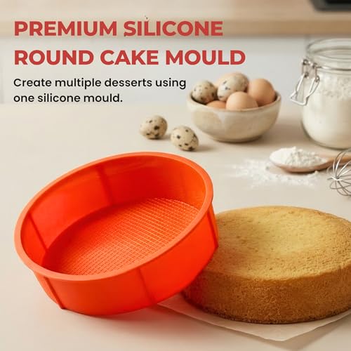 Image of Aditi Silicon Mould, Round (6 inches) | BPA Free, Non Toxic & Non-Stick | Premium Food Grade Quality | Reusable & Heat Resistant Mould | Soft, Flexible & Durable | Ideal for Baking Cake