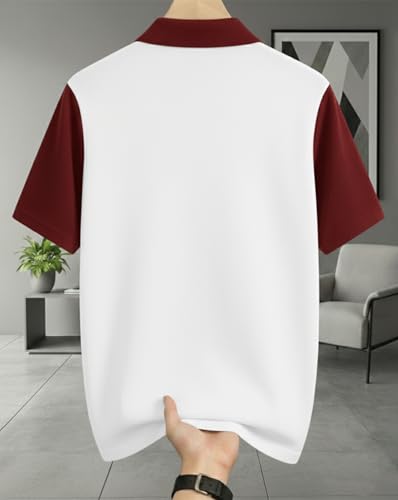 Image of AUSK Women's Zip Neck Polo T-Shirt | Half Sleeve Color Block Smart Casual Top | Ideal for Work, Travel Top for Womens