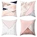 Lieson Coussin 40x40 Lot de 4, Housse Coussin Deco Canape Rose Gris Coussin Décoratif Triangle Geometrique, Polyester