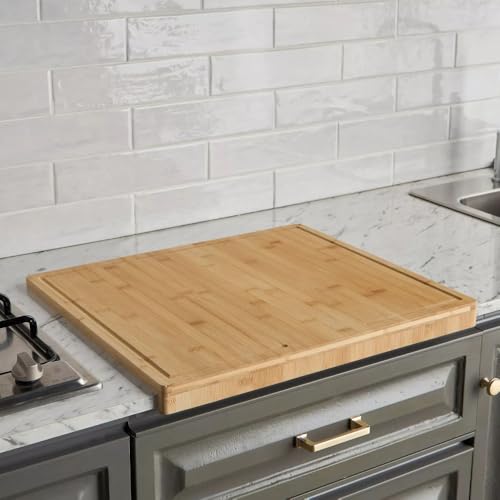 Big Size Bamboo Cutting Board for Kitchen Meat Vegetables & Fruits Natural Bamboo Serving Board for Home & Everyday Use Extra Large Wood Cutting Board - 46x53 cm