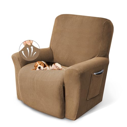 KEKUOU Recliner Chair Covers,Lazy Boy Recliner Covers Stretch Couch Cover Slipcovers 1 Piece Furniture Protector with Elastic Bottom for Kid,Dog(Recliner,Camel) by KEKUOU - Used condition - US$34.79