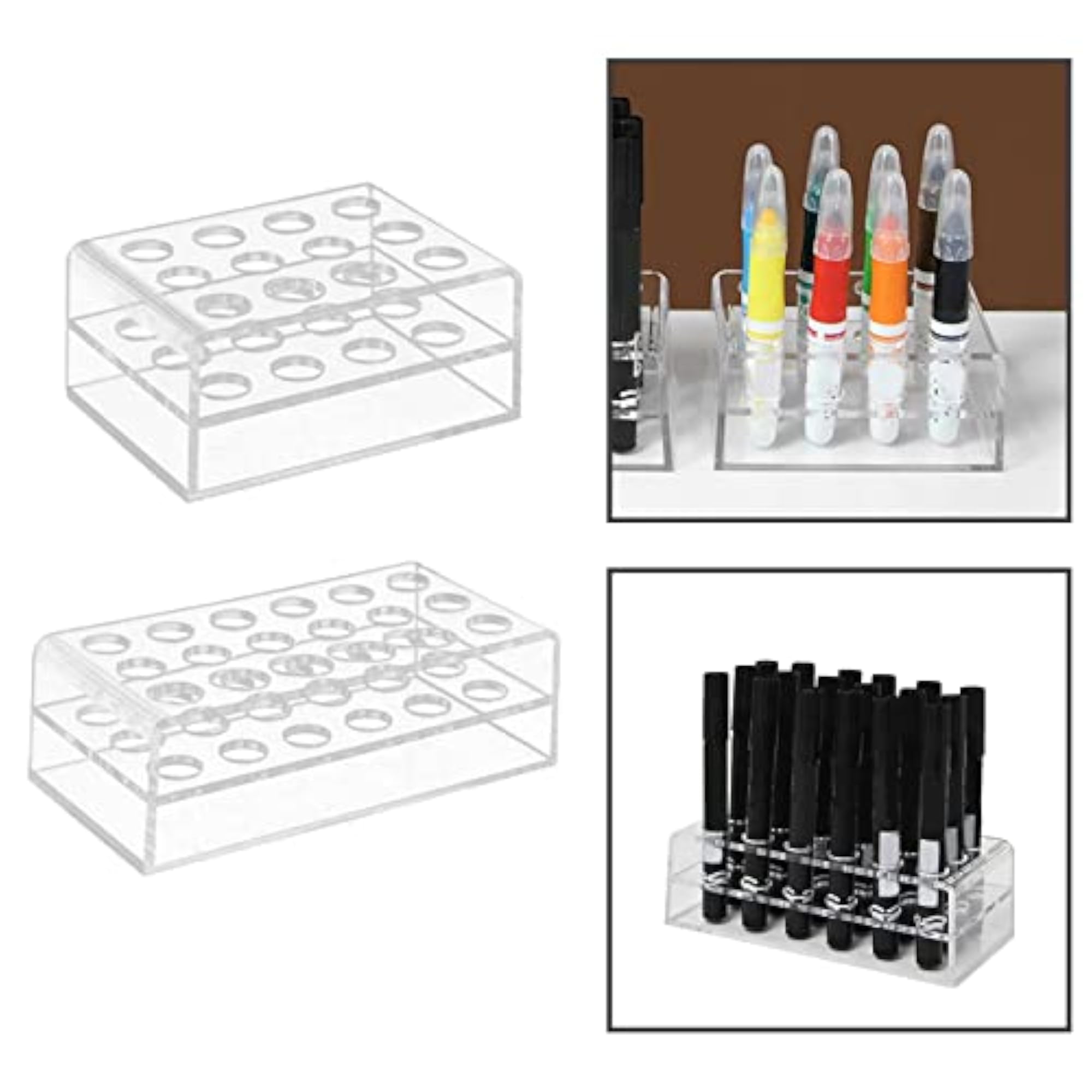 Clear Acrylic Brush Display Pen Holder, Countertop Storage