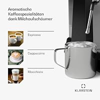 Klarstein GrandPresso Siebträgermaschine Mit Mahlwerk – 20 Bar, 1.350 W, Integriertes Präzisionsmahlwerk, Dampfdüse, 2,3-l-Wassertank, Schwarz, Tassenwärmer – Ansicht 4