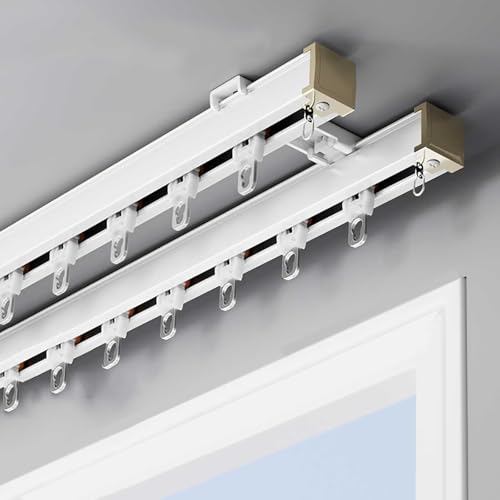 Riel Doble - Riel Doble para cortinas (2,5 m), color blanco