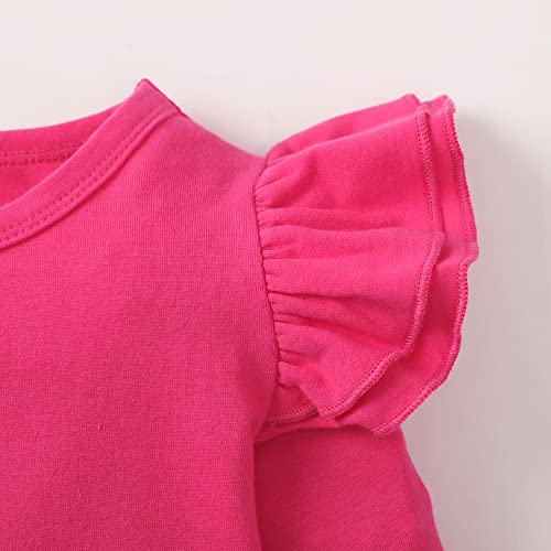 Zfzdren Toddler Baby Girls T Shirt Solid Color Blouse Ruffle Top Cotton Basic Tees Plain Shirt (18-24 Months, Q047) #TOP4