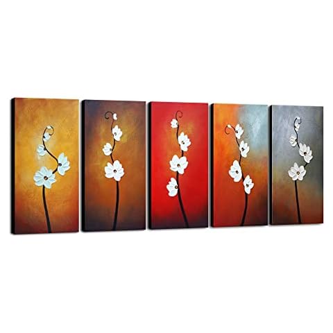 Wieco Art Hand-Painted Floral Oil Painting Set Cover