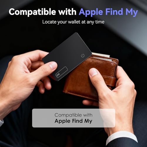 Wallet Tracker Card (Compatible for iOS only), 0.07in Slim Tracking Card, IP68 Waterproof Bluetooth Tracker Compatible with Apple Find My, Wireless Charging Item Locator for Purse, Passports