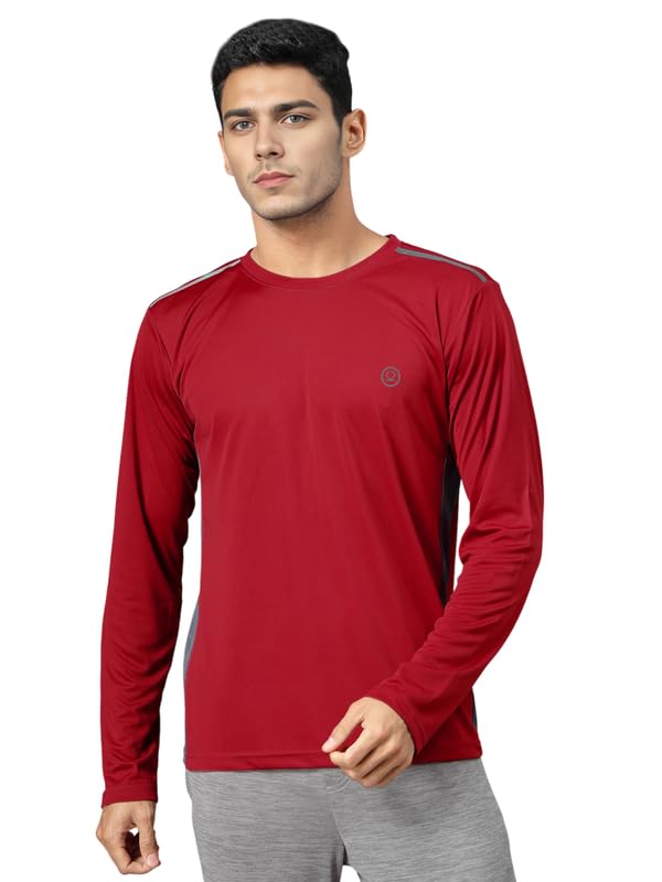 Image of CHKOKKO Gym T Shirts for Men Workout Solid Quick Dry Sports Men T-Shirts Breathable Lightweight Full Sleeve Regular Fit Round Neck Running Stylish Tshirt for man