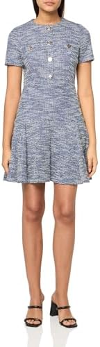Tommy Hilfiger Women's Sparkle Boucle Knit Button Front Fit and Flare  Shirtdress Dress, Sky Captain/Cream, 0 Petite : Amazon.sg: Fashion