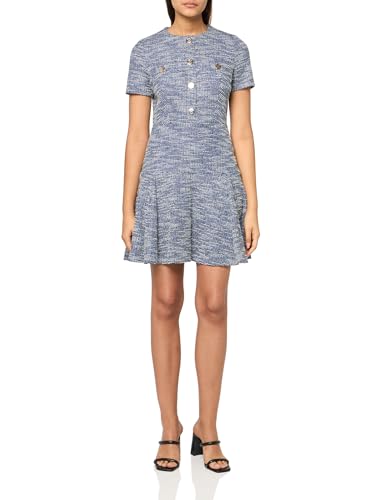 Image of Tommy Hilfiger Women's Short Sleeve Button Front Sparkle Boucle Knit Fit and Flare Mini Dress