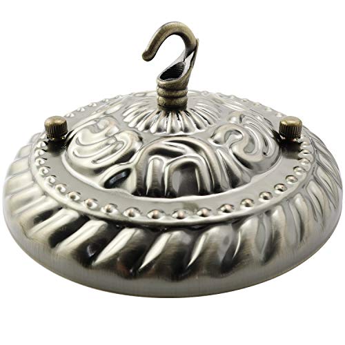 Image of ZYAMY Ceiling Light Plate Lamp Base with Opening Hook and Embossed Pattern Pendant Lighting Accessories with Matching Screw for Pendant Light or Chandelier, Ancient Bronze