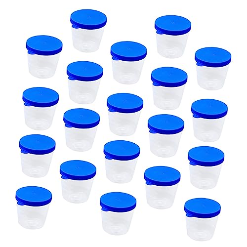 FUNOMOCYA 100pcs Beaker Cups with Lids Fecal Cup with Lids Sample Cups Liquid Measuring Cup with Scale Container Beverage Container Blue Plastic