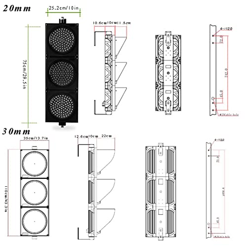 Feu de signalisation Rouge Jaune Vert avec boîtier PC résistant 200mm - 8
