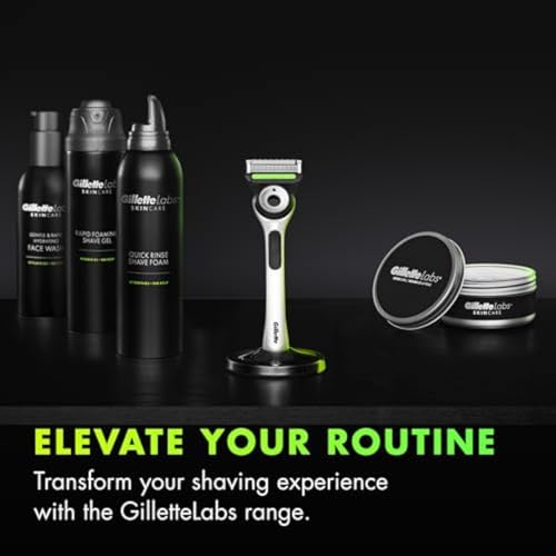 Image of Gillette Labs Shaving Razor for Men, White Edition Handle, 2 Blade Refills and Travel Case, Gift Set (Pack of 6)