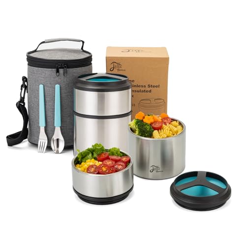 Lille Home Thermos per Alimenti da 1500 ml, Contenitore per Pranzo/Snack, in Acciaio Inossidabile, Isolante sottovuoto, impilabile, a 2 Livelli (Blu)