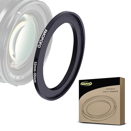 Image of 52mm to 55mm Camera Filter Ring /52mm to 55mm Step-Up Ring Filter Adapter for 55 mm UV, ND, CPL Filter,Metal Step-Up Ring