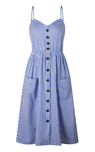 image for Angashion Women's Dresses-Summer Floral Bohemian Spaghetti Strap Butto