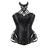 Corset Tops for Women Gothic Steampunk Steel Boned Lace-up Waist Corsets Bustier Overbust Leather Bo