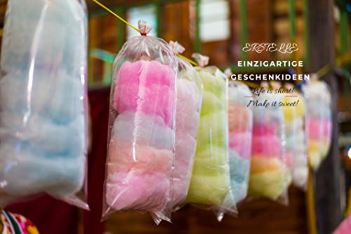 Partyset 6 x 230 Gramm Zuckerwatte Zucker für Zuckerwattemaschine Inklusive 100 Zuckerwattestäbe – Bild 4