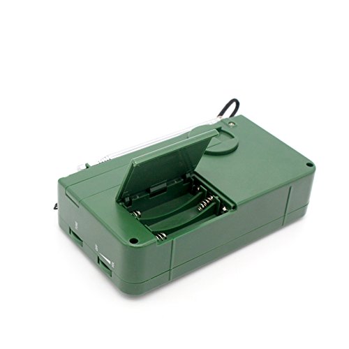 Emergency Radio With Solar And Hand Crank Self Powered, Battery Usb Recharging Fm/Am Radio Led Flashlight Cell Phone Charger(Green) #TOP7
