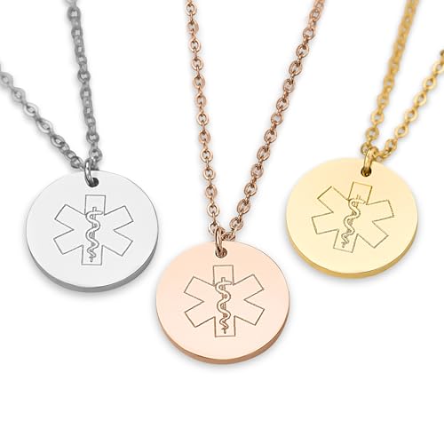 Medical Alert ID Necklace for Women, Stylish Customizable Medical Jewelry,18k Gold, Rose Gold, Silver, Personalized Engraving, Hypoallergenic, Waterproof, Includes Gift Box & Medical ID Wallet Card3
