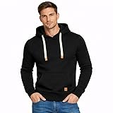 Blu Apparel Mens OH Overhead Pullover Fleece Hoodie OH Hoody Hooded Sweatshirt Grey Black (Large, Black)