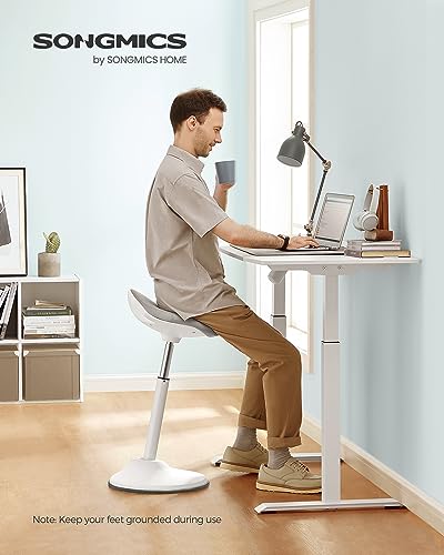Image of SONGMICS Standing Desk Chair, Adjustable Ergonomic Wobble Stool, 23.6-33.3 Inches Drafting Chair, Swivel Sitting Balance Stool, Fabric Upholstery, Anti-Slip Bottom Pad, Dove Gray UOSC002G01