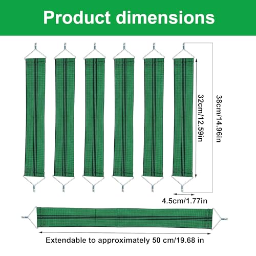 TUKEVA 6 Stück Verstärkte Stuhlgurte Stuhlgurte mit starken Metallhaken Verstärkungsgurt Für Liege Elastische Stuhlverstärkungsgurte einfache Installation für die meisten Liegestühle,Klappstühl (Grün)