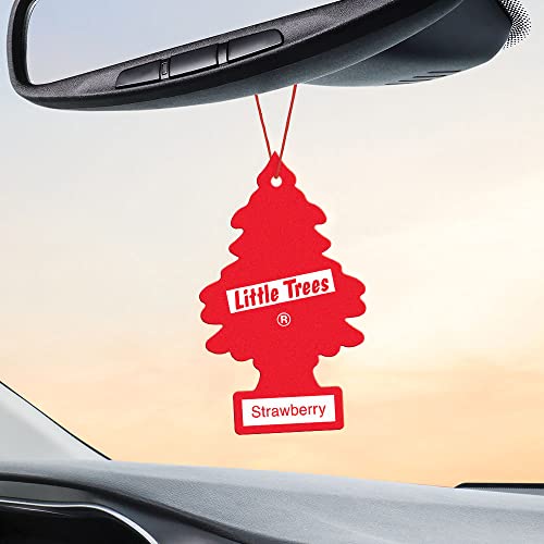 Image of LITTLE TREES Air Fresheners Car Air Freshener. Hanging Tree Provides Long Lasting Scent for Auto or Home. Strawberry, 24 Air Fresheners (Pack of 6)